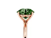Fancy Green Round Cut Diamond Solitaire Engagement Ring Set in Rose gold with Thin Band and Prong Setting