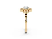 Cushion Cut Vintage Milgrain Bezel Cluster Halo Engagement Ring Setting | Plain Band | Yellow Gold