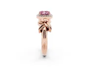 Cushion Cut Floral Halo Engagement Ring Setting for a Fancy Pink Lab-Grown Diamond | Rose Gold