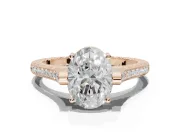 Oval Vintage Cathedral Engagement Ring Setting | Carved Band | Rose Gold