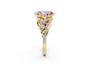Fancy Pink Marquise Cut Diamond Halo Ring Set in Yellow gold with Marquise and Pavé Band in Prong Setting