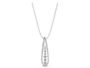 Round Lab-Grown Diamond Graduated Pavé Teardrop Pendant Necklace | Open Frame | Sterling Silver