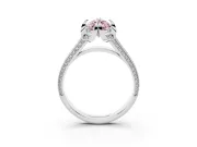 Fancy Pink Marquise Cut Diamond Pavé Split Shank Solitaire Ring Set in White gold with Prong Setting