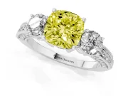 Cushion Cut Engagement Ring Setting for a Fancy Yellow Lab-Grown Diamond | Sterling Silver - Design NV-24907