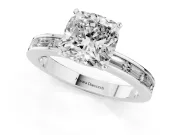 Cushion Cut Channel Set Engagement Ring Setting | Baguette Side Stones | Platinum