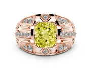 Radiant Cut Art Deco Engagement Ring Setting for a Fancy Yellow Lab-Grown Diamond | Rose Gold