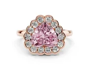 Heart-Shaped Scalloped Cluster Halo Engagement Ring Setting for a Fancy Pink Lab-Grown Diamond | Plain Band | Rose Gold