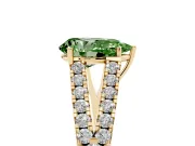 Pear-Shaped Graduated Split Shank Engagement Ring Setting for a Fancy Green Lab-Grown Diamond | Yellow Gold