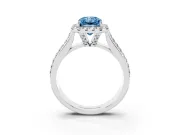 Radiant Cut Pavé Engagement Ring Setting for a Fancy Blue Lab-Grown Diamond | Wide Three-Row Band | White Gold
