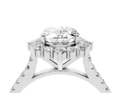 Oval Scalloped Halo Engagement Ring Setting | Single Row Pave | White Gold