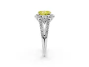 Radiant Cut Scalloped Halo Engagement Ring Setting for a Fancy Yellow Lab-Grown Diamond | Pear Side Stones | Platinum