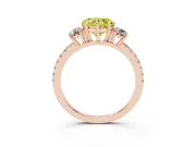 Heart-Shaped Three Stone Engagement Ring Setting for a Fancy Yellow Lab-Grown Diamond | Pave Shoulders | Rose Gold