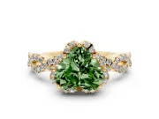 Heart-Shaped Halo Engagement Ring Setting for a Fancy Green Lab-Grown Diamond | Yellow Gold - Design NV-24725