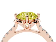 Round Floral Engagement Ring Setting for a Fancy Yellow Lab-Grown Diamond | Pavé Band | Rose Gold