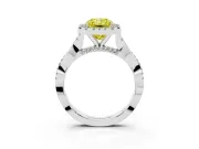 Radiant Cut Halo Engagement Ring Setting for a Fancy Yellow Lab-Grown Diamond | Pavé Twist Band | Sterling Silver