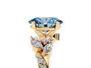 Oval Floral Engagement Ring Setting for a Fancy Blue Lab-Grown Diamond | Yellow Gold