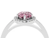 Fancy Pink Pear Cut Diamond Halo Ring Set in Platinum with Solitaire Band and Prong Setting