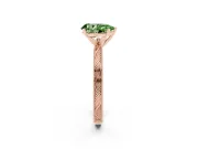 Fancy Green Pear Cut Diamond Solitaire Milgrain Engraved Band Set in Rose gold with Prong Setting