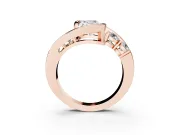 Radiant Cut Diamond Bezel Bypass Ring Set in Rose gold with Round Accents