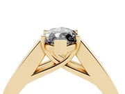Marquise Channel-Set Engagement Ring Setting for a Black Center | Princess Side Stones | Yellow Gold