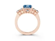 Asscher Cut 5 Stone Engagement Ring Setting for a Fancy Blue Lab-Grown Diamond | Rose Gold