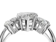 Heart-Shaped Three Stone Engagement Ring Setting | Plain Band | Platinum