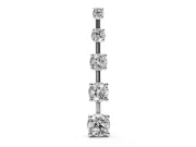 Round Lab-Grown Diamond Graduated Vertical Bar Pendant Necklace | Prong Baskets | White Gold