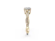 Cushion Cut Twisted Pavé Solitaire Engagement Ring Setting | Open Basket | Yellow Gold