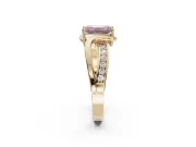 Emerald Cut Bypass Solitaire Engagement Ring Setting for a Fancy Pink Lab-Grown Diamond | Pavé Strands | Yellow Gold