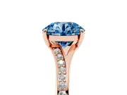 Round Pave Solitaire Engagement Ring Setting for a Fancy Blue Lab-Grown Diamond | Sweeping Shoulders | Rose Gold