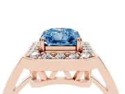Radiant Cut Halo Engagement Ring Setting for a Fancy Blue Lab-Grown Diamond | Polished Halo Rim | Rose Gold