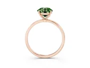 Fancy Green Round Cut Diamond Solitaire Engagement Ring Set in Rose gold with Thin Band and Prong Setting