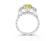 Heart-Shaped Three Stone Engagement Ring Setting for a Fancy Yellow Lab-Grown Diamond | Braided Band | White Gold
