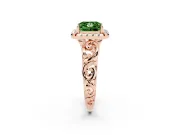 Princess Cut Filigree Halo Engagement Ring Setting for a Fancy Green Lab-Grown Diamond | Rose Gold