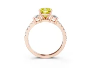 Cushion Cut Three Stone Engagement Ring Setting for a Fancy Yellow Lab-Grown Diamond | Pavé Band | Rose Gold