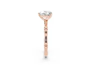 Heart Cut Diamond Solitaire Ring Set in Rose gold with Bamboo Band and Prong Setting