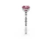 Asscher Cut Pave Engagement Ring Setting for a Fancy Pink Lab-Grown Diamond | Slim Band | White Gold