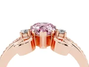 Fancy Pink Pear Cut Diamond Twisted Band Solitaire Ring Set in Rose gold with Scroll Prongs