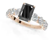 Emerald Cut Side Stone Engagement Ring Setting for a Black Center | Rose Gold