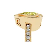 Heart-Shaped Double Milgrain Halo Engagement Ring Setting for a Fancy Yellow Lab-Grown Diamond | Pave Band | Yellow Gold