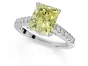 Radiant Cut Pavé Solitaire Engagement Ring Setting for a Fancy Yellow Lab-Grown Diamond | Crossover Gallery | White Gold