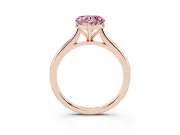 Fancy Pink Heart Cut Diamond Solitaire Ring Set in Rose gold with Cathedral Band and Prong Setting