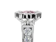 Round Halo Engagement Ring Setting for a Fancy Pink Lab-Grown Diamond | Graduated Channel Band | Sterling Silver