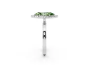 Marquise Thin Halo Engagement Ring Setting for a Fancy Green Lab-Grown Diamond | Plain Polished Band | Platinum