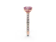 Radiant Cut Pave Solitaire Engagement Ring Setting for a Fancy Pink Lab-Grown Diamond | Shared Prong Band | Rose Gold