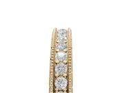 Round Lab-Grown Diamond Milgrain Pavé Eternity Band | Carved Side Walls | Yellow Gold