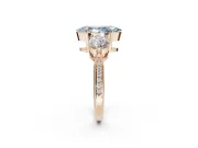 Marquise Three Stone Engagement Ring Setting for a Fancy Blue Lab-Grown Diamond | Tapered Pave Band | Rose Gold
