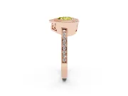 Fancy Yellow Heart Cut Diamond Halo Ring Set in Rose gold with Pavé Band and Milgrain-Edged Prongs