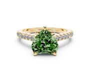Heart-Shaped Hidden Halo Pave Engagement Ring Setting for a Fancy Green Lab-Grown Diamond | Claw Prongs | Yellow Gold