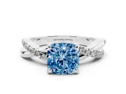 Cushion Cut Twist Engagement Ring Setting for a Fancy Blue Lab-Grown Diamond | White Gold
